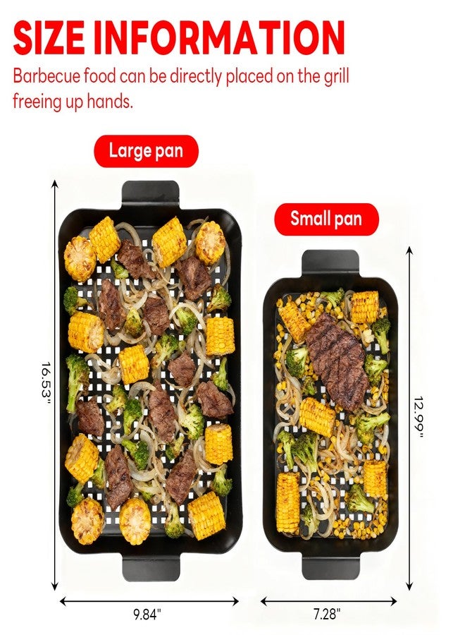minyuexia Grill Tray Set Of 2 Outdoor Grill Pans Tray Grill Pans with Hole Nonstick Barbecue Grilling Baskets for Outdoor Camping Vegetable Meat (2 grill pan) - Image 2